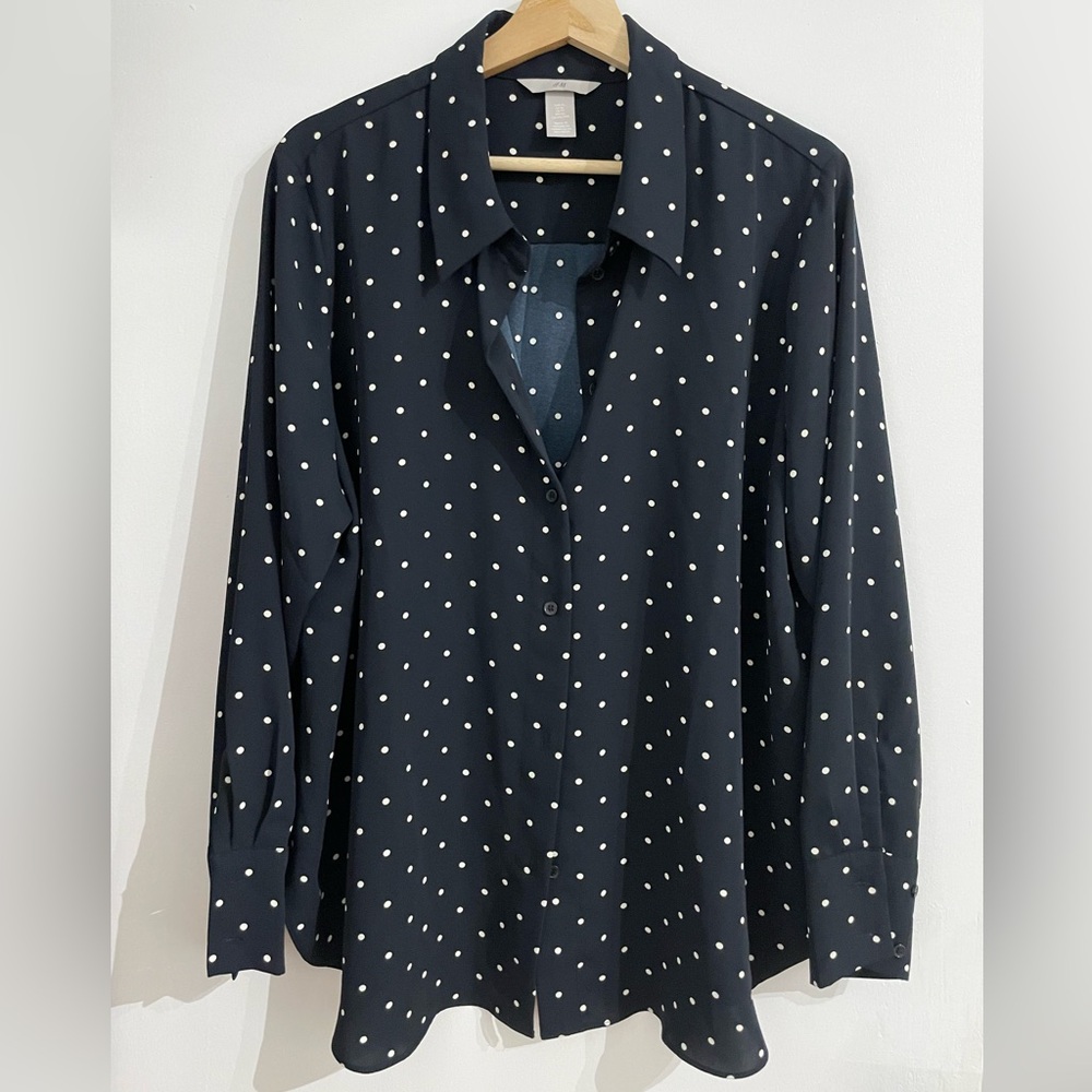 H&M flowy button front polka dot shirt